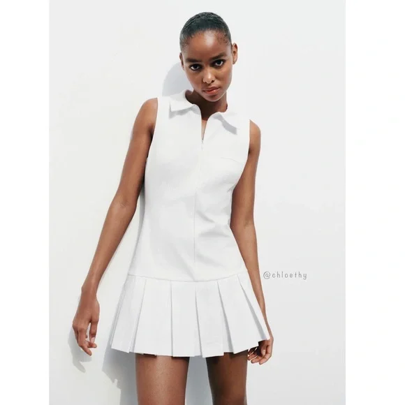 Zara | Dresses | Zara Pleated Shirt Style Jumpsuit Dress